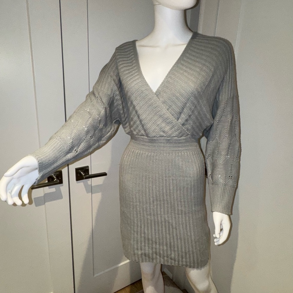 Charlotte Russe Gray Knit Midi Dress